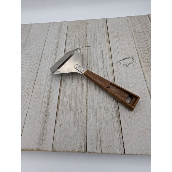 Vintage Stainless Steel Cheese Slicer Planer Plane Brown Handle 6 3/4" Hong Kong - Picture 4 of 7